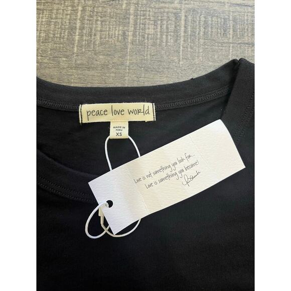 Peace Love World Women's Core Signature Tee, Black, Size XS NWT - Picture 6 of 8